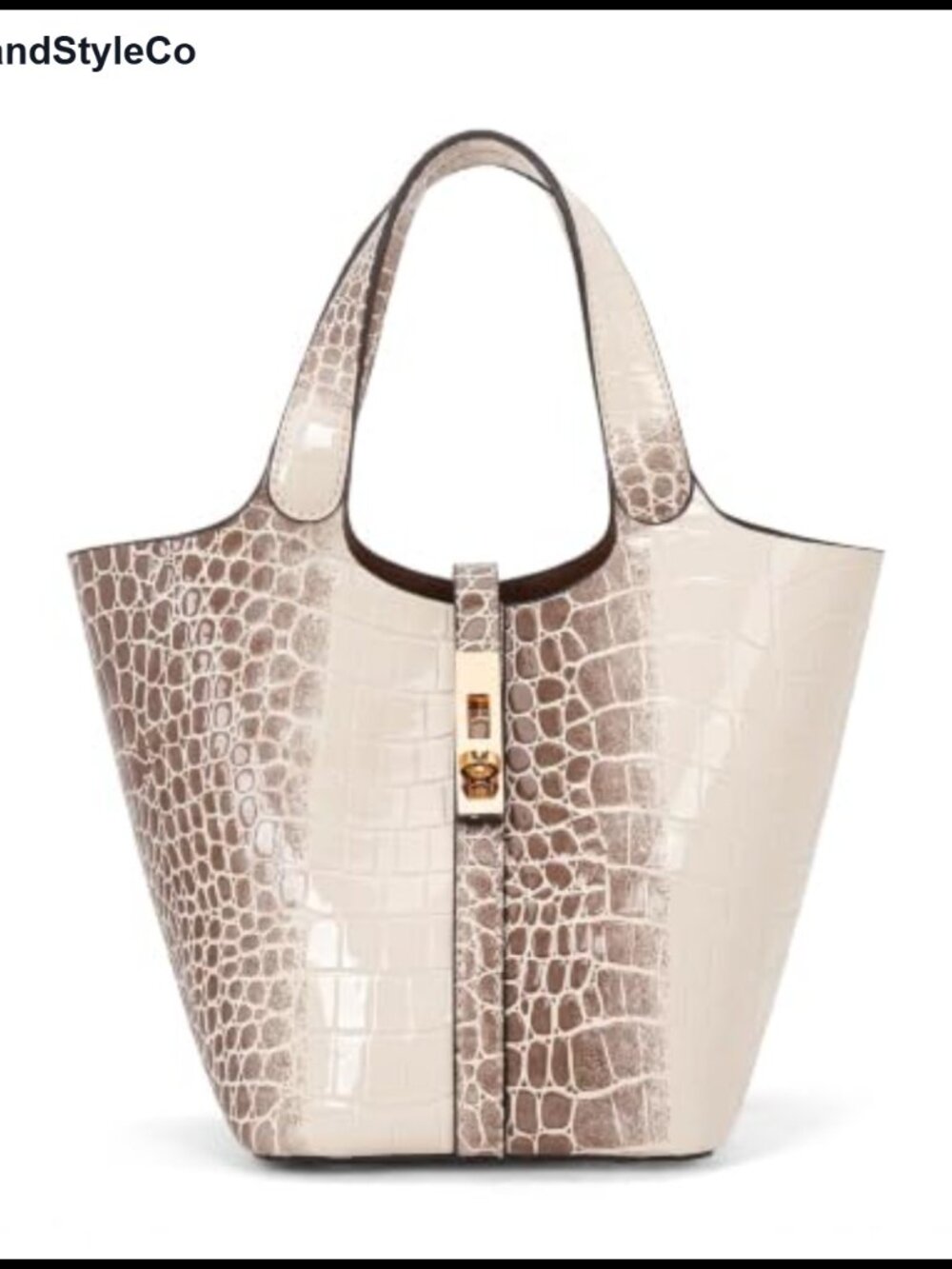 Vegan Leather Bucket Tote Bag Top Handle Shoulder Handbag with Removable Pouch